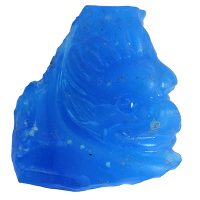 Turquoise milk glass lion&#039;s head [fragment]